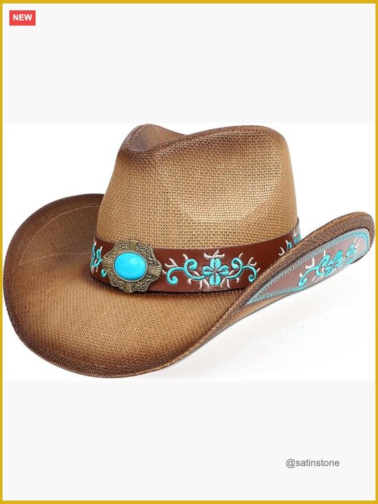 Accessories - Straw Cowboy Hat with Shapeable Brim and Adjustable Fit